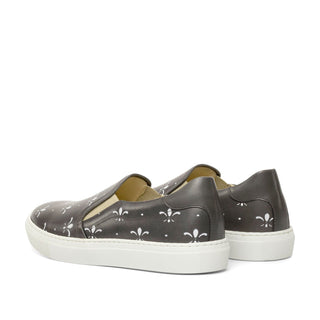Ambrogio Bespoke Gray Leather Stencil Slip-On Sneakers (AMB2263)