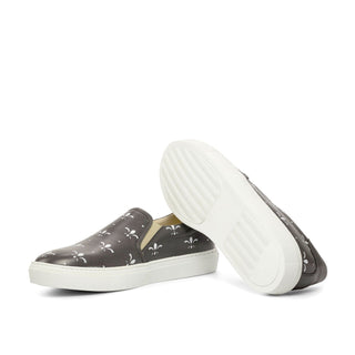 Ambrogio Bespoke Gray Leather Stencil Slip-On Sneakers (AMB2263)