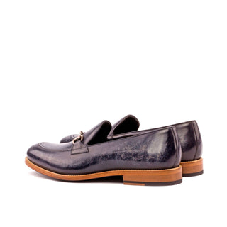 Ambrogio Bespoke Gray Patina Leather Horsebit Loafers (AMB1538)