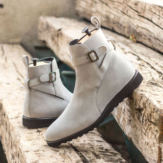 Ambrogio Bespoke Gray Suede Jodhpur Boots (AMB1496)