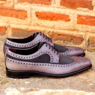 Ambrogio Bespoke Gray Suede / Leather Wingtip Oxfords (AMB1758)
