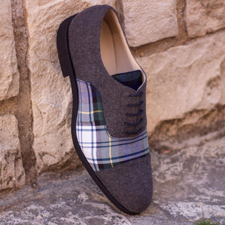 Ambrogio Bespoke Gray & White Fabric Oxfords (AMB1778)
