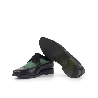 Ambrogio Bespoke Green & Black Suede / Leather Longwing Oxfords (AMB1540)