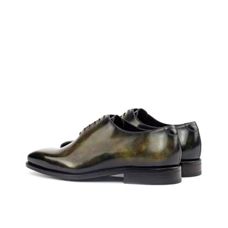 Ambrogio Bespoke Green Patina Leather Wholecut Plain Oxfords (AMB1556)