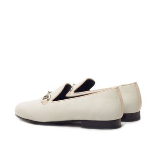 Ambrogio Bespoke Ivory Suede Wellington Loafers (AMB1670)