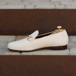 Ambrogio Bespoke Ivory Suede Wellington Loafers (AMB1670)