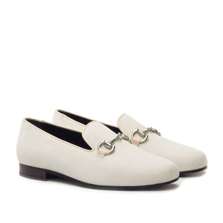 Ambrogio Bespoke Ivory Suede Wellington Loafers (AMB1670)
