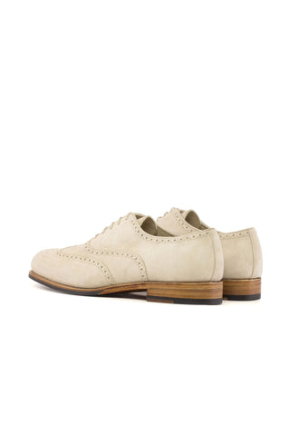 Ambrogio Bespoke Ivory Suede Wingtip Oxfords (AMB2431)-AmbrogioShoes