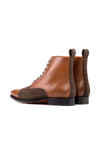Ambrogio Bespoke Medium Brown & Gray Fabric / Leather Jumper Boots (AMB2500)-AmbrogioShoes