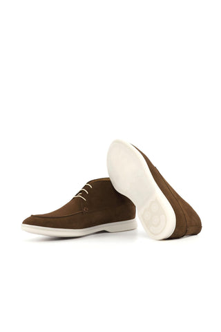 Ambrogio Bespoke Medium Brown Suede Moccasin Flex Boots (AMB2559)-AmbrogioShoes