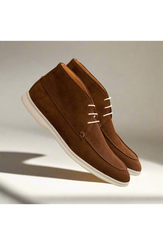 Ambrogio Bespoke Medium Brown Suede Moccasin Flex Boots (AMB2559)-AmbrogioShoes