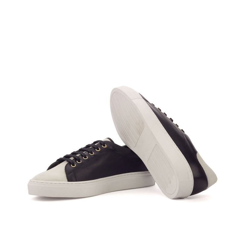 Ambrogio 3395 Bespoke Custom Men's Shoes Black & White Suede / Calf-Skin Leather Casual Sneakers (AMB1626)-AmbrogioShoes