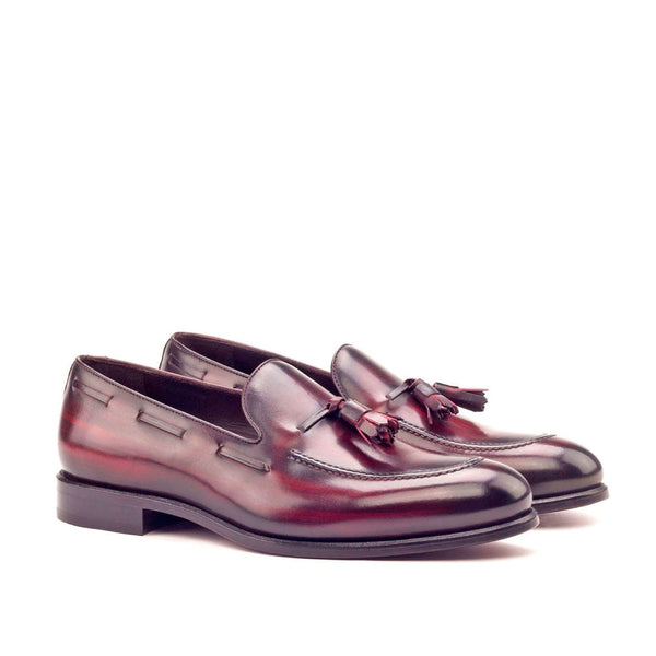 Ambrogio 2919 Bespoke Custom Men's Shoes Burgundy Patina Leather Tassels Loafers (AMB1472)-AmbrogioShoes