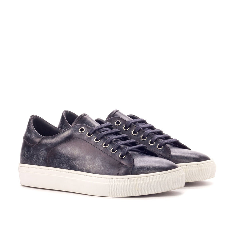 Ambrogio 3430 Bespoke Custom Men's Shoes Gray Patina Leather Casual Sneakers (AMB1627)-AmbrogioShoes