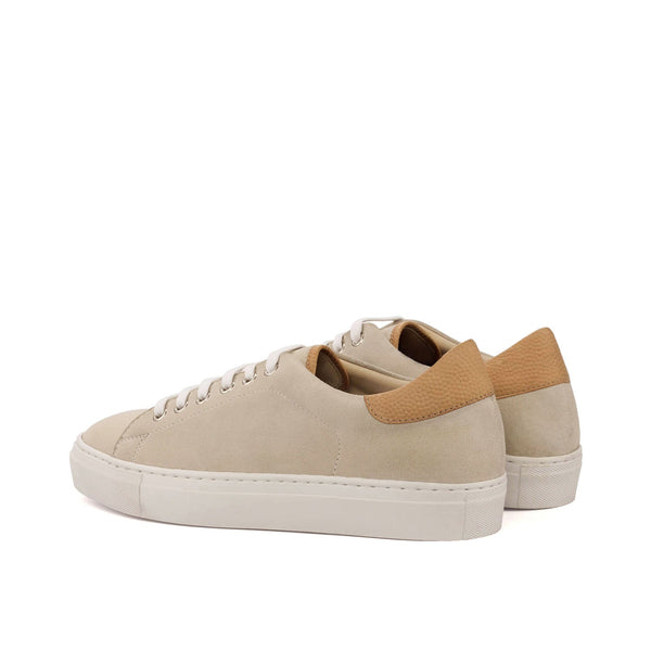 Ambrogio 3390 Bespoke Custom Men's Shoes Ivory & Camel Suede / Full Grain Leather Casual Sneakers (AMB1624)-AmbrogioShoes