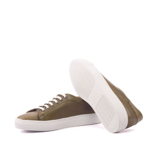 Ambrogio 3136 Bespoke Custom Men's Shoes Olive Green Calf-Skin Leather Casual Sneakers (AMB1621)-AmbrogioShoes