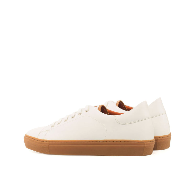 Ambrogio 3725 Bespoke Custom Men's Shoes White Calf-Skin Leather Casual Sneakers (AMB1630)-AmbrogioShoes