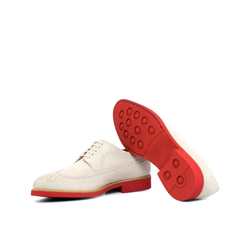Ambrogio 4372 Bespoke Custom Men's Shoes White Suede Leather Longwing Oxfords (AMB1546)-AmbrogioShoes