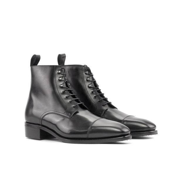Ambrogio Bespoke Men's Shoes Black Calf-Skin Leather Jumper Boots (AMB2316)-AmbrogioShoes