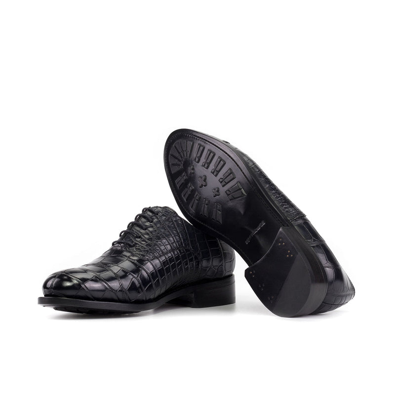 Ambrogio Bespoke Men's Shoes Black Exotic Alligator Oxfords (AMB2476)-AmbrogioShoes