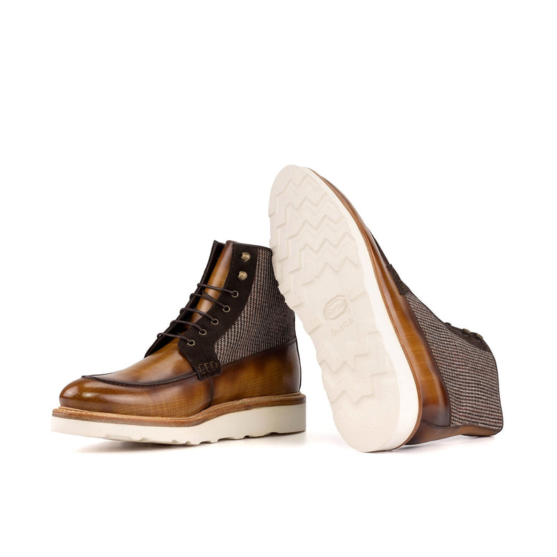 Ambrogio Bespoke Men's Shoes Brown & Cognac Multi-Materials Moccasin Boots (AMB2443)-AmbrogioShoes
