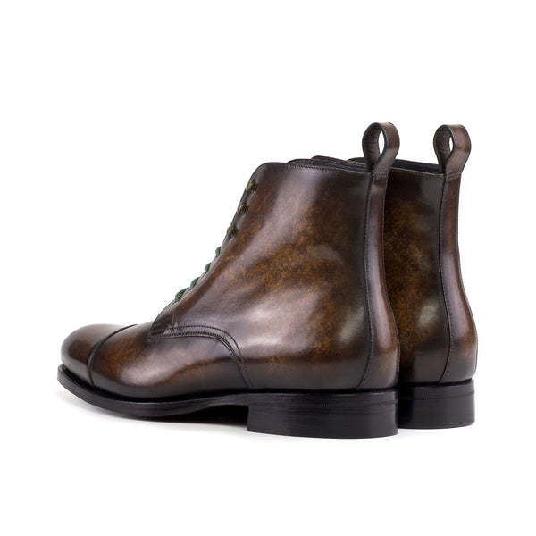 Ambrogio Bespoke Men's Shoes Brown Patina Leather Jumper Boots (AMB2507)-AmbrogioShoes