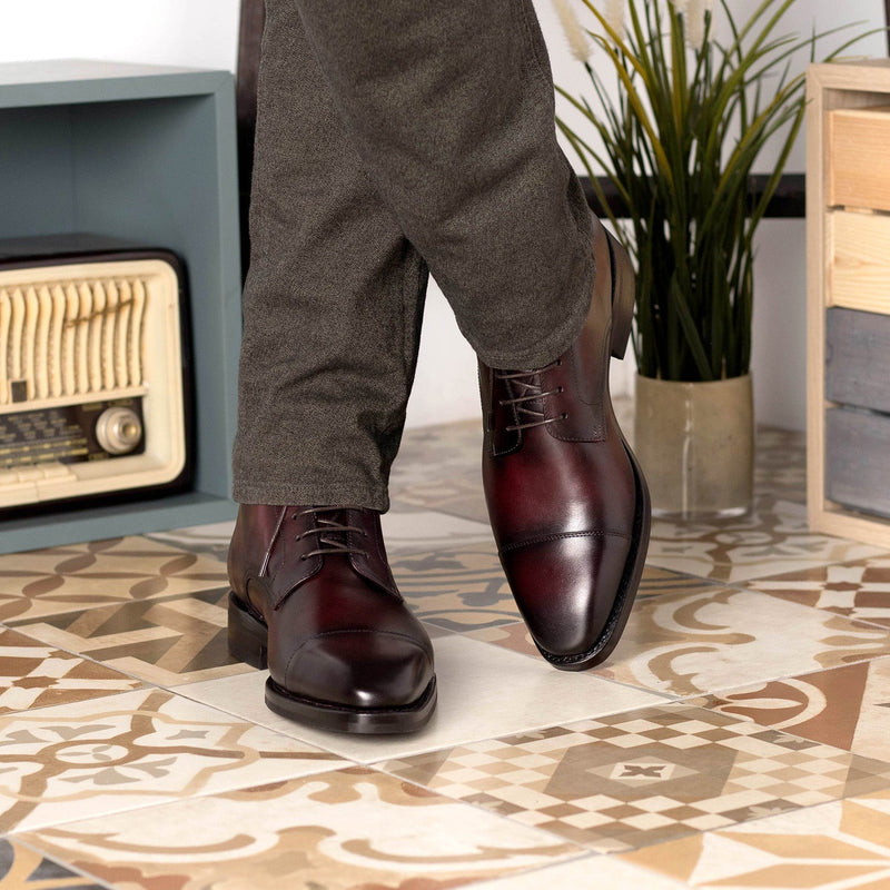 Ambrogio Bespoke Men's Shoes Burgundy Calf-Skin Leather Jumper Boots (AMB2462)-AmbrogioShoes