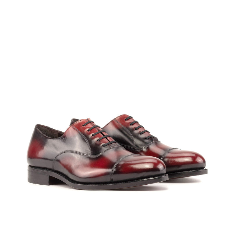 Ambrogio Bespoke Men's Shoes Burgundy Patina Leather Classic Cap-Toe Oxfords (AMB2382)-AmbrogioShoes