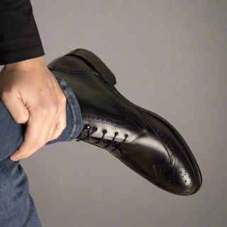 Ambrogio Bespoke Men's Shoes Calf-Skin Leather Military Brogue Boot (AMB2590)-AmbrogioShoes