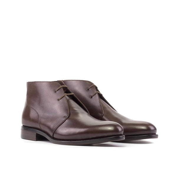 Ambrogio Bespoke Men's Shoes Dark Brown Calf-Skin Leather Chukka Boots (AMB2466)-AmbrogioShoes