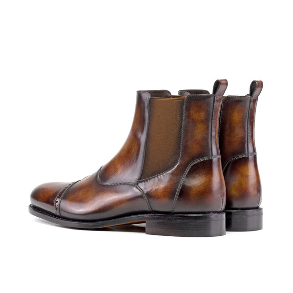Ambrogio Bespoke Men's Shoes Fire Patina Leather Chelsea Boots (AMB2487)-AmbrogioShoes