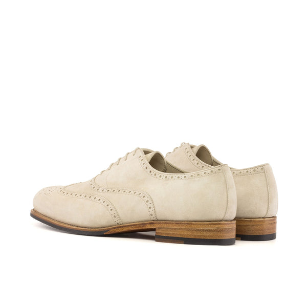 Ambrogio Bespoke Men's Shoes Ivory Suede Leather Wingtip Oxfords (AMB2431)-AmbrogioShoes