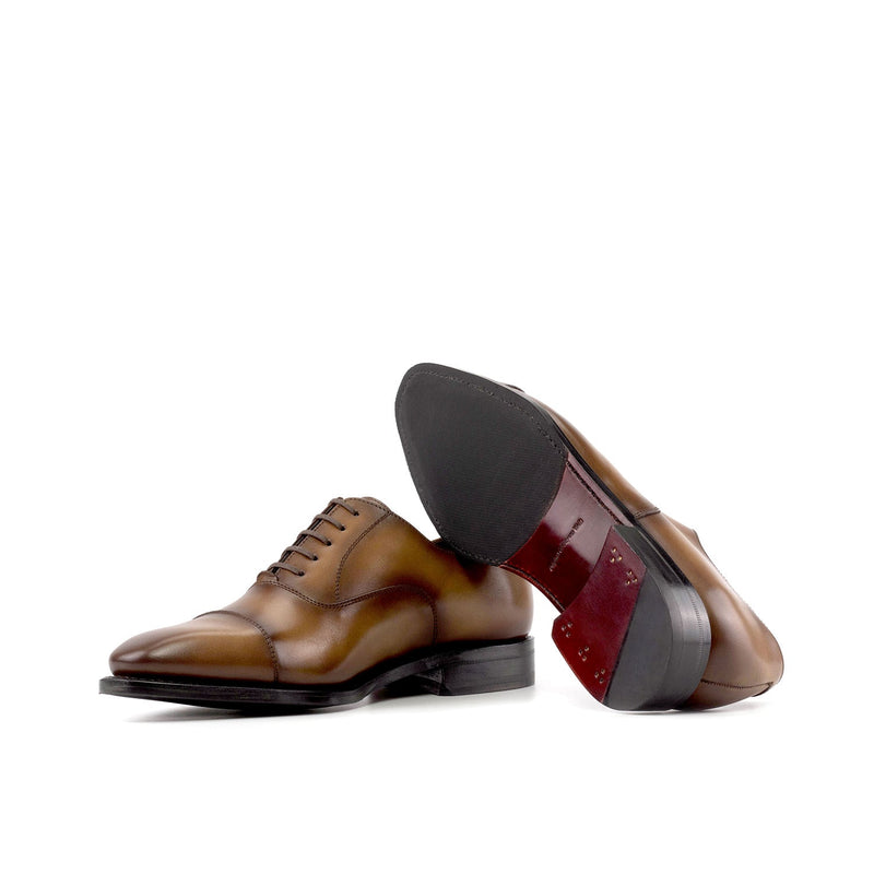 Ambrogio Bespoke Men's Shoes Medium Brown Calf-Skin Leather Cap-Toe Oxfords (AMB2473)-AmbrogioShoes