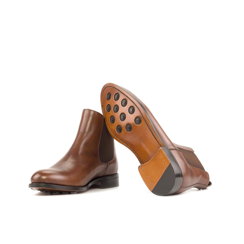 Ambrogio Bespoke Men's Shoes Medium Brown Calf-Skin Leather Chelsea Boots (AMB2463)-AmbrogioShoes