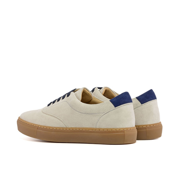 Ambrogio Bespoke Men's Shoes Navy & Ivory Suede Leather Top Sider Sneakers (AMB2522)-AmbrogioShoes