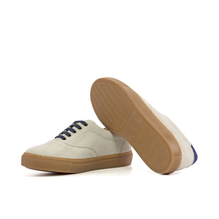 Ambrogio Bespoke Men's Shoes Navy & Ivory Suede Leather Top Sider Sneakers (AMB2522)-AmbrogioShoes