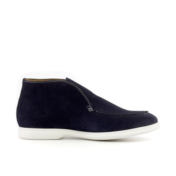 Ambrogio Bespoke Men's Shoes Navy Suede Leather Moccasin Sport Boots (AMB2520)-AmbrogioShoes