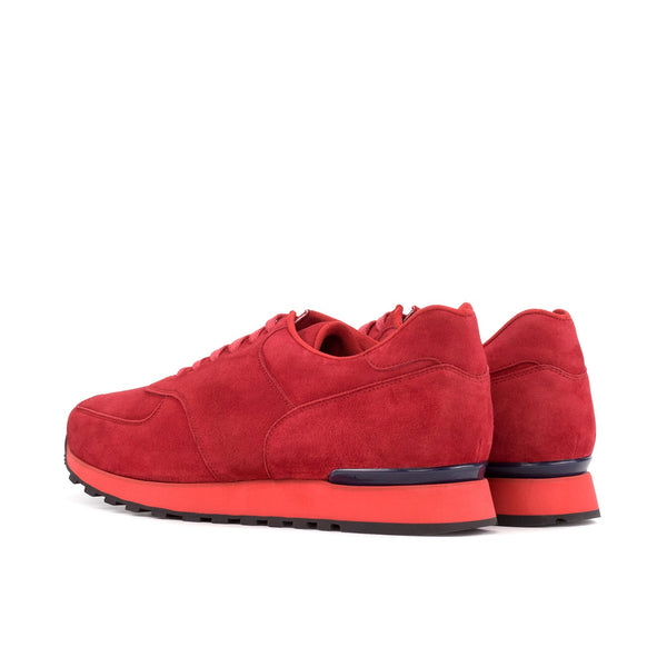 Ambrogio Bespoke Men's Shoes Red Suede Leather Casual Jogger Sneakers (AMB2441)-AmbrogioShoes