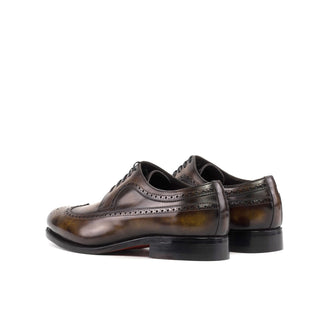 Ambrogio Bespoke Men's Shoes Tobacco Patina Leather Derby Wingtip (AMB2449)-AmbrogioShoes