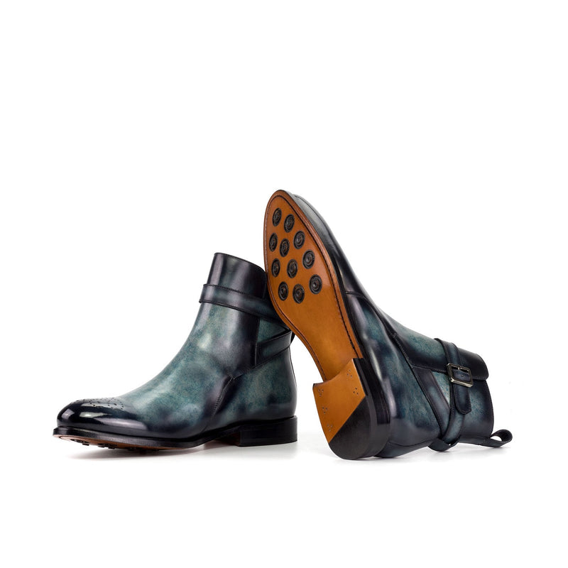 Ambrogio Bespoke Men's Shoes Turquoise Patina Leather Jodhpur Boots (AMB2430)-AmbrogioShoes