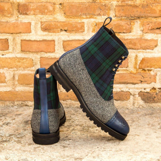 Ambrogio Bespoke Multi-Color Fabric / Leather Balmoral Boots (AMB1504)