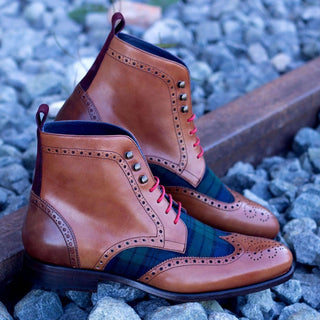 Ambrogio Bespoke Multi-Color Fabric / Suede / Leather Military Boots (AMB1784)