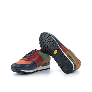 Ambrogio Bespoke Multi Color Linen / Suede / Leather Jogger Sneakers (AMB1856)