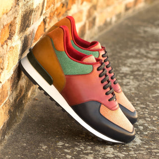 Ambrogio Bespoke Multi Color Linen / Suede / Leather Jogger Sneakers (AMB1856)