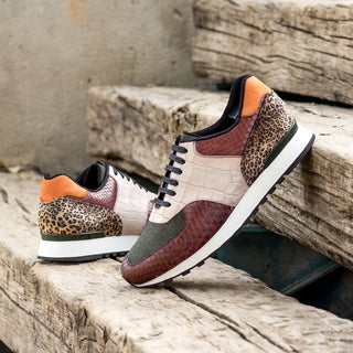 Ambrogio Bespoke Multi-Color Python / Fabric & Suede Jogger Sneakers (AMB2425)