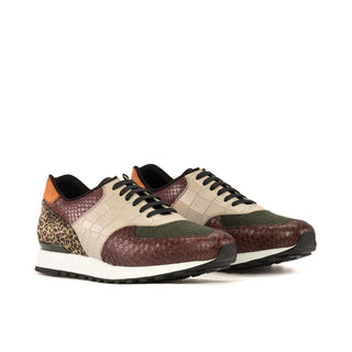 Ambrogio Bespoke Multi-Color Python / Fabric & Suede Jogger Sneakers (AMB2425)