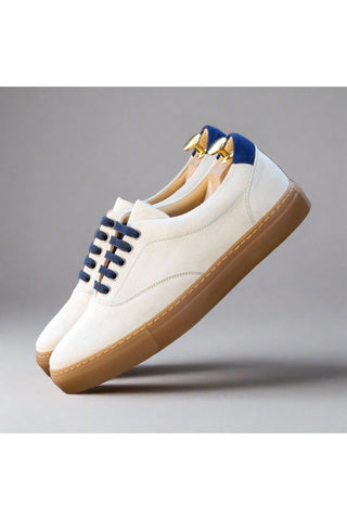 Ambrogio Bespoke Navy & Ivory Suede Top Sider Sneakers (AMB2522)-AmbrogioShoes
