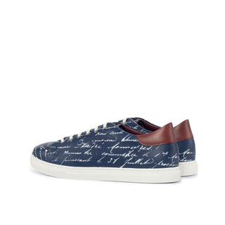 Ambrogio Bespoke Navy & Red Leather Stencil Trainer Sneakers (AMB1704)