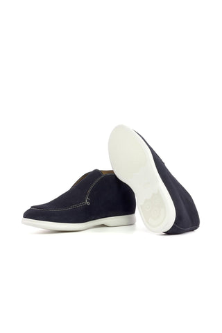 Ambrogio Bespoke Navy Suede Moccasin Sport Boots (AMB2520)-AmbrogioShoes