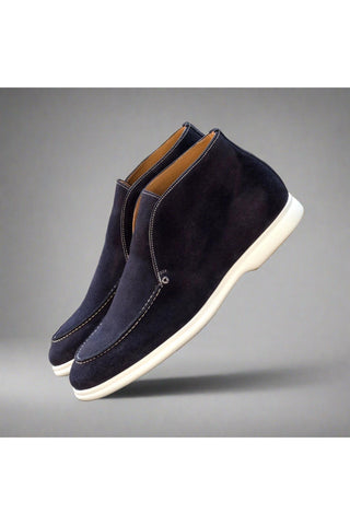 Ambrogio Bespoke Navy Suede Moccasin Sport Boots (AMB2520)-AmbrogioShoes